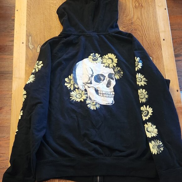 Lovesick Skull and Sunflowers Graphic Zip Hoodie - Picture 5 of 7